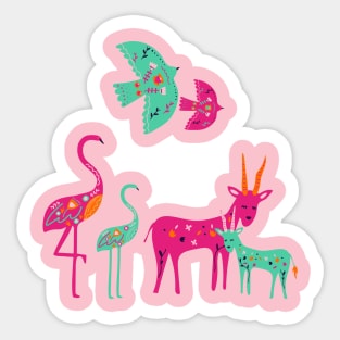 Orange and Pink Animal print Sticker